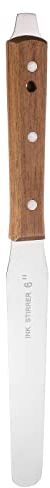 sourcing map Painting Knives 6x0.83 Stainless Steel Round Head Straight Mixing Palette Scraper with Wood Handle for Oil Paint Craft Spreading