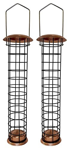 Large Copper Style Hanging Bird Suet Fat Ball Feeder (Pack of 2)