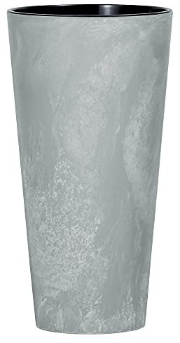 URBNLIVING Vaso per fiori medio alto effetto cemento, per interni ed esterni, altezza 48 cm, profondità 25 cm (cemento)