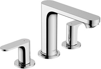 hansgrohe Rebris S Moderner 2-Griff, 3-Loch, 12,7 cm hoch, Waschbecken-Wasserhahn, Chrom, 72530001