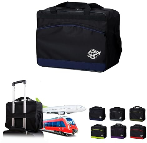 BAMBINIWELT Reisetasche HANDGEPÄCK Boardgepäck Bordcase 40x20x25 40x30x20 Ryanair Wizzair (schwarz-blau, XXL (55x40x20))
