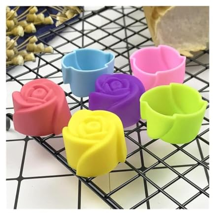 Cake Piping Tips Cake Molds 10pcs Rose Mold Cake Piping Nozzles Diy Silicone Mini Cupcake Cake Tool Accessories Piping Tips Baking Mold Portable