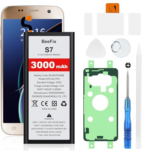 Beefix Batteria per Samsung Galaxy S7 SM-G930F, 3000mAh Batteria sostitutiva ad alta capacità per Galaxy S7 (EB-BG930ABE) con strumenti di riparazione professionali