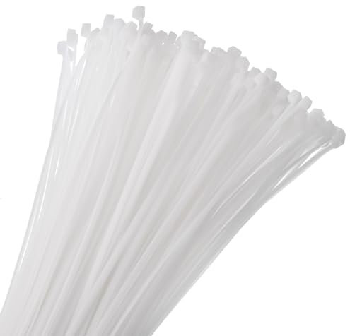 sourcing map 250pcs 450mm/18 40 Lbs Cable Zip Ties Self-Locking Extra Long Nylon Cable Tie Wraps 5mm for Cord Management, White