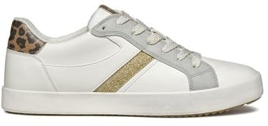 Geox Women's D Blomiee C Sneaker, Optic White Silver, 37 EU