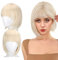 Bob Perücke Damen,Kurze Bob Perücke Velma Perücke Perücke Damen Perücke Mit Pony Bob Perücke Bob Perücke Perücke Kurz Kurze Perücke Tageshaarperücke mit Pony für Partei Cosplay (Gold)