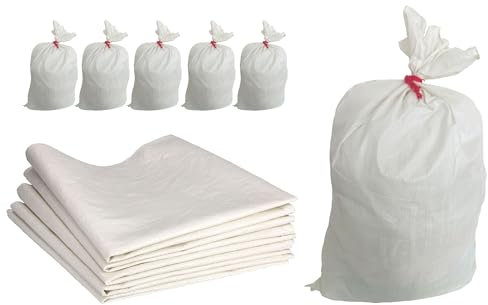 ToolSpace Sac à Gravat - Sacs en Polypropylène Alimentaire pour Cereale Chantier Riz et Grain, 5x Tissu PP 85x50 cm Agricole pour Charbon Stockage Ble Maïs Farine Sable et Déchets, Tissé 25 kg Grand