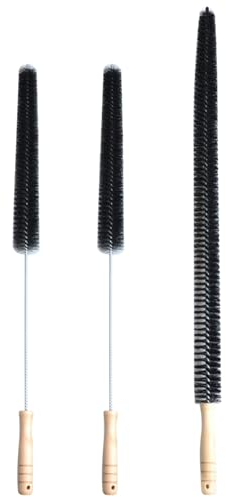 Hilai Radiator Brushes, Dryer Vent Cleaner Brush 3Pcs Dryer Lint Brush Vent Cleaner, 27.6 & 29.5 Inch Refrigerator Coil Brush, Lint Trap Cleaning Tools for Washer Dryer Vent
