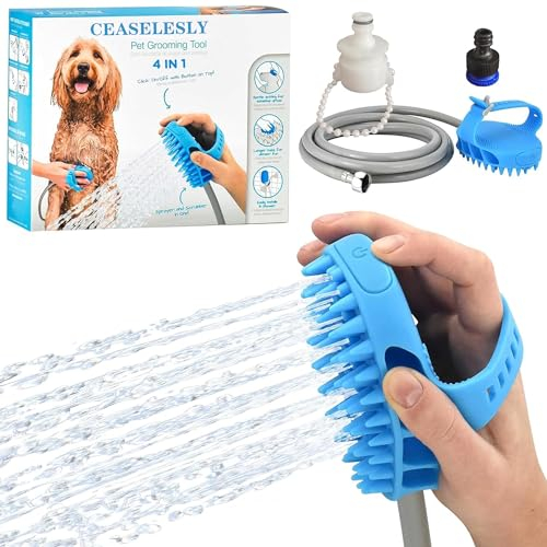 CEASELESLY Accessoire douche chien,Pulvérisateur de Douche pour Animaux,Brosse de bain pour chien,Tuyau de 2.3m pour l'intérieur et l'extérieur, le bain, l'entretien, le massage et le lavage
