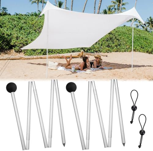 PAMASE Ersatz-Stangen für Strandzelt, 1,5 m, extra Stangen, passend für Neso 1 Vordach, 2 Packungen, faltbar, tragbar, Aluminiumlegierung, Reparaturzubehör für Camping, Partys, Angeln, Wandern