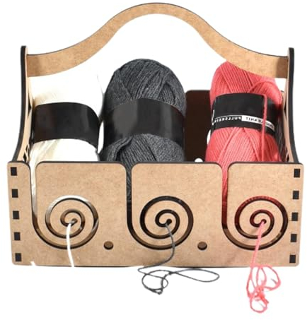 Wooden Yarn Bowl for Knitting - Yarn Storage Bowl with Carved Holes, Yarn Holder for Crochet, Knitting Crochet Accessories Organizer, Crochet Basket, for Knitting Lovers