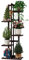 Bamworld Pflanzenständer Blumenständer Bambus Pflanzenregal Indoor Blumenregal Kleines Metall Blumenständer für Terrasse, Garten, Balkon, Wohnzimmer, Schlafzimmer (Kaffeebraun-5 Etagen)