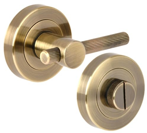 HANDLEZONE® Linear Bar Designer Bathroom Toilet Door Thumb Turn and Release Set - Antique Bronze