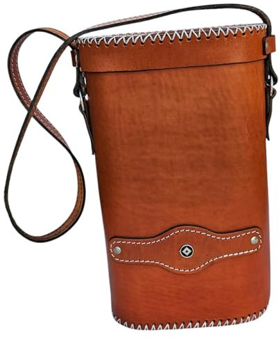 FITMARK Matera Premium 100% de Cuero para Mate y Termo | Bolso Matero | Diseño campestre y Práctico | Ideal para Amantes del Mate - Balibetov | Compatible con Termo Stanley 2L | Color (Marron)