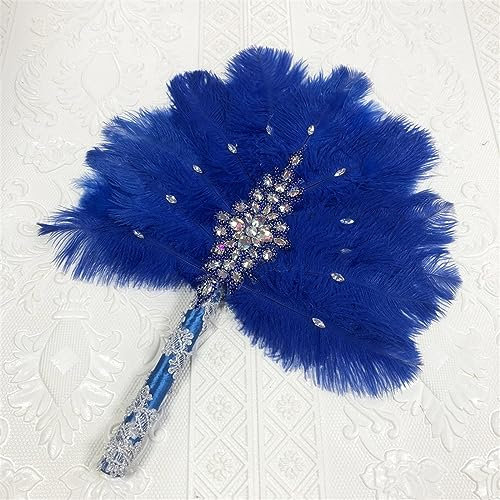 Folding Hand Fan, Handheld Fan Bamboo Hand Fan 1pcs One-Sided African Turkey Feather Hand Fan for Dance Eventaille Mariage Wedding Decoration Hand Fan Nigerian Feathers Fan Chinese Fan Handheld Fan Si