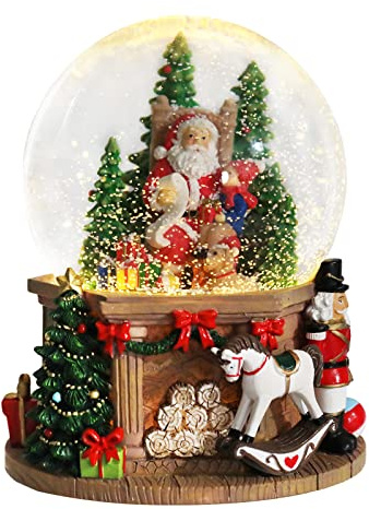 Taman Christmas Snow Globe, Santa with Gifts,White Horse,Nutcracker Musical with Swirling Glitter Snowflakes Lighted Christmas Decorations Tabletop Home Décor