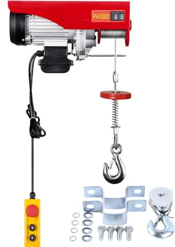 DAOHHFO Treuil électrique - 220 V - Treuil électrique - Jusqu'à 1000 kg - Avec câble en acier de 12 m - Avec interrupteur d'arrêt d'urgence (1000 kg)