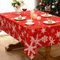 Alishomtll Weihnachten Rot Tischdecke, Schneeflocke Rechteckige Tischdecken, Wasserabweisend Abwaschbar Tischtuch, Winter Party Festliche Deko Tischwäsche 130x220 cm