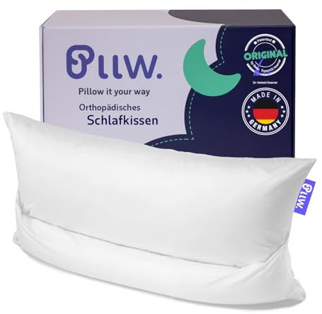 PLLW. Orthopädisches Nackenkissen 40x60 I Kopfkissen Nackenschmerzen mit beweglicher Nackenrolle I Ergonomisches Seitenschläferkissen mit Bezug I Individuell füllbares Nackenstützkissen I Öko Tex 100