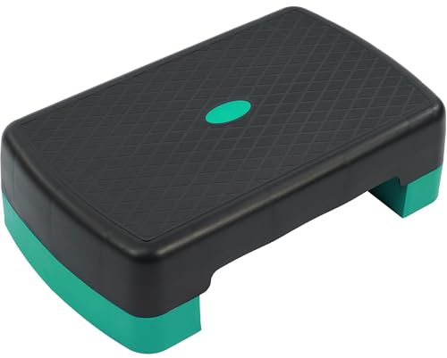 Fitvids - 45,7 cm Aerobic-Step-Plattform mit 2 Erhöhungen und leichter, tragbarer Plattform, höhenverstellbar von 8 cm und 14 cm, für Heim-Gymnastik, schwarz und grün