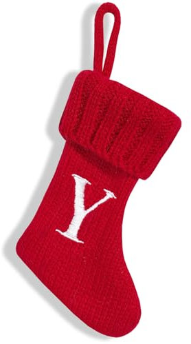 Weihnachtsstrumpf, personalisierbar, Buchstabe A-Z, Nikolausstiefel, bestickt, Weihnachtsstrumpf, Rot, Xmas Tasche, Geschenk, Weihnachtsdekoration für Weihnachtsbaum, Kamin