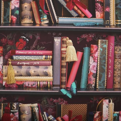 Bodleian Library Multicoloured Wallpaper - Stylish Traditional Classic Books - Metallic Effect Paste The Wall