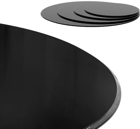 XDAPILMER Runde Tischplatte Aus Gehärtetem Glas, Schwarz – Runde Glasplatte, Exquisites Und Schönes Aussehen, Flache Polierte Kante, Drehbare Servierplatte Aus Glas(80CM(31.5IN))
