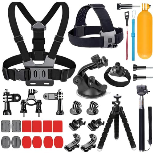 YEHOLDING 25 en 1 Accesorios Compatible con Gopro,Kit de Accesorios para cámara de acción Compatible con Go Pro Hero 13 12 11 10 9 8 MAX 7 6 5 4 3 SJ4000 y Otras cámaras Deportivas