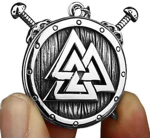 Wikinger Odin Beschützer Rune Dreieck Wecker Edelstahl Anhänger Halskette-Silber