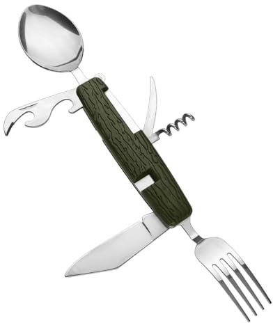 FDCGAS Vajilla Al Aire Libre,6 EN 1 Camping Cubiertos Cuchillo Cuchara Tenedor para acampar al aire libre Senderismo,Cubiertos Plegables,Picnic Tenedor Cuchara Multifuncional Cubiertos Plegables