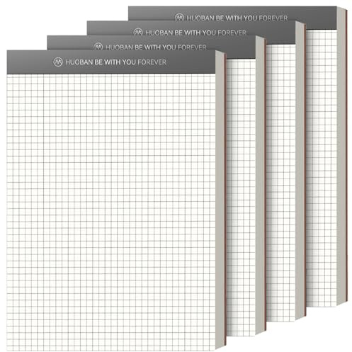 UNIANE Notizblock A5 Kariert Notizblöcke, 4 Stück Schreibblock Kariert A5, 70 Blatt(140 pro Block), 80 g/m² Premium-Papier, Schreibblock, Notizzettel Abreißbar für Büro, Haushalt, Schule, Uni