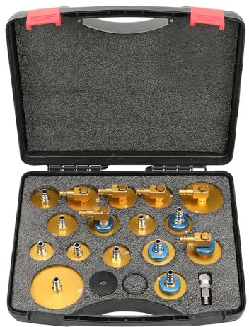 GEARMONSTER 17-TLG. Bremsenentlüftungsgerät Adapter Set, Entlüftungsgerät Kfz Bremsenentlüfter Adapter mit Schnelladapter, geeignet für die meisten Fahrzeuge – Flüssigkeiten entlüften & nachfüllen