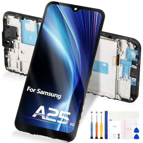 Reparo LCD per Samsung Galaxy A25 5G Schermo - per Samsung A25 5G LCD Display Touchscreen SM-A256B SM-A256E SM-A256U Digitizer Full Assembly con Strumenti(Nero con Cornice)