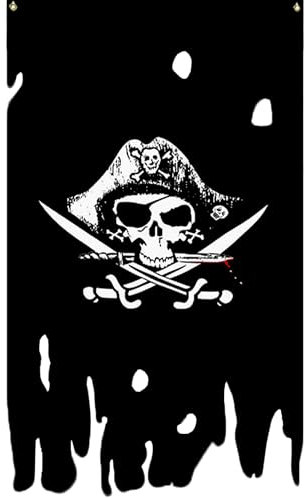 Gwezmxs‌ Bandera Pirata Exterior, Decorativa Jardín/Fiestas/Halloween, Calavera con Sombrero & Cuchillos Cruzados, 90x150cm