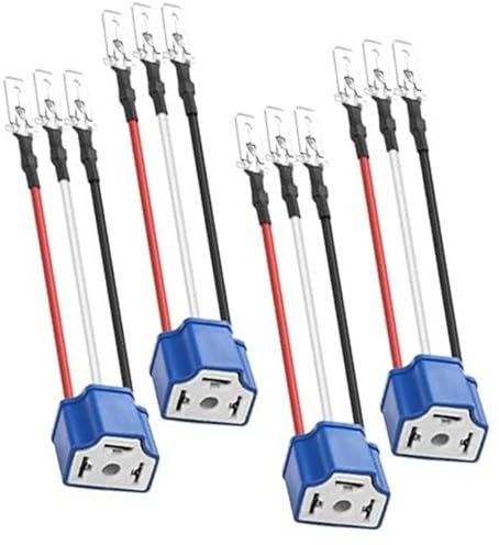 QASULER Faisceau de câblage de phares en céramique H4 9003 HB2, prise d'éclairage de voiture 12 V, adaptateur H4 vers connecteur 3 broches, support d'ampoule H4, conversion de base, for phares antibro