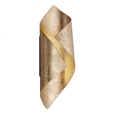 Licht-Erlebnisse LED Wandleuchte Metall in Blattgold Flur Büro Esszimmer Küche H:31 cm 425 lm 3000 K mit Kippschalter Retro wohnliche Wandlampe Wohnzimmer HINANU