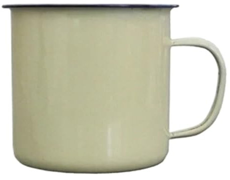 17 oz Enamel Camping Coffee Mugs Drinking Tea Cups with Handle White Metal Mug Portable Vintage Round Cup for Picnic Travel Home (GN2, D)