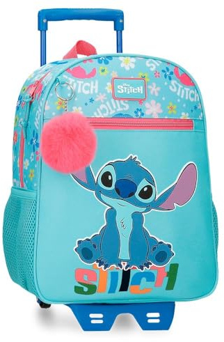 Joumma Disney Aloha Stitch Mochila Escolar con Carro Azul 27x33x11 cms Poliéster