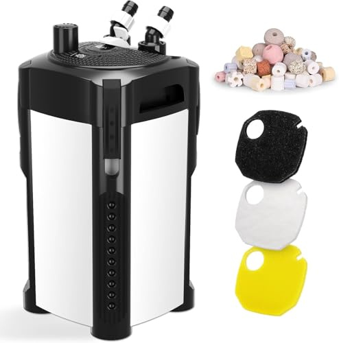 AQQA Filtro esterno per acquario, 2200 l/h, regolabile, filtro esterno per serbatoi fino a 500 l, include filtraggio a 3 fasi e accessori completi
