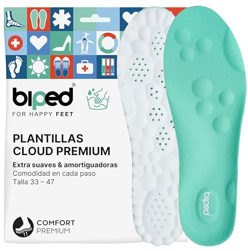 biped Cloud extra mjuka innersulor för vardag, sport och arbetsskor – Ortopediska stötdämpande skoinlägg med hälkudde – Massage skuminnersulor z2938(mint,36-38)