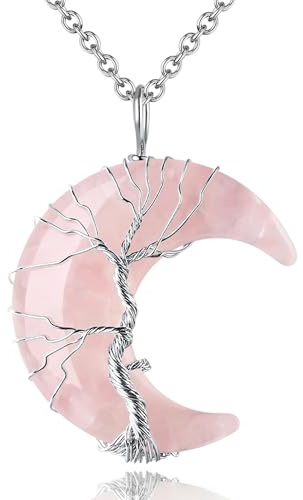 XIANNVXI Collier En Cristal Cornaline Pendentif En Agate Rouge Collier Arbre De Vie Colliers Gothique Cadeaux Gothiques Cadeaux De Lune Bijoux En Pierres Naturelles Pour Femmes