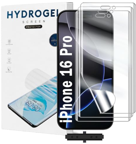 Yxiuumo 3 Pack Hydrogel Film for iPhone 16 Pro,Transparent Hydrogel Protective Film Screen Protector Soft,HD Clear,Anti-Bubble,Self-Healing Easy Installation[Not Glass]