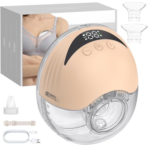 eSynic 210ML Electrical Breast Pump Hands Free Wearable Breast Pump 4 Modes & 12 Levels Wireless Breastfeeding Pump with 24/21/19mm Flanges Leak-Proof LED Display BPA Free Portable Breast Milk Pump