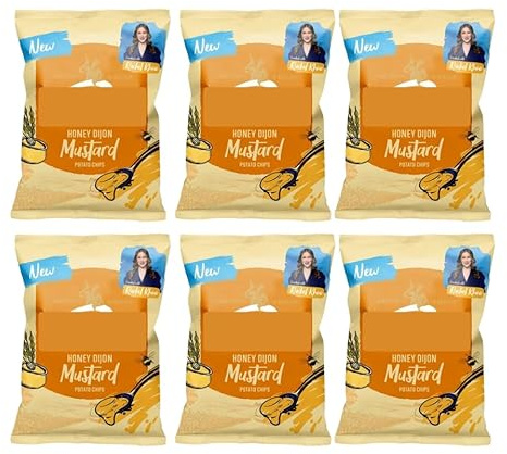 Honey & Dijon Mustard Crisps, Pack of 6, Hand Cooked, British Potatoes, Gluten-Free, Vegetarian, 130g