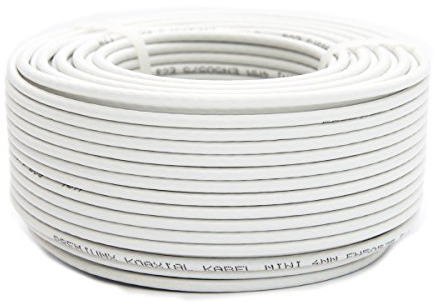 Premium X cavo satellitare mini coassiale da 25m in bianco - Extra sottile con Ø di 4mm - Doppia schermatura per sat | cavo | DVB-T - Supporta Ultra HD 4K e 3D