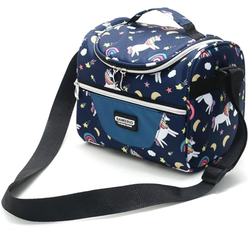 SAMERIO Loncheras Para Ninos Bolsa Térmica Pequeño Porta Alimentos 7L Hermética Plegable Nevera para Mujer Niñas para Escuela Oficina Playa Viaje Camping (unicornio)