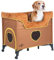 Petique Bedside Lounge Haustierbett, Etagenbett für mittelgroße Haustiere, erhöhtes Loungebett für Katzen und Hunde, Löwenhöhlen-Design, Braun, 99 cm L x 57 cm B x 84 cm T