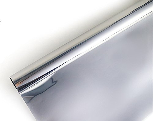 Ommda Fensterfolie Statisch Haftend Sonnenschutz Fensterfolie Blickdicht Von Aussen 85% UV-Schutz Silber 50x100cm