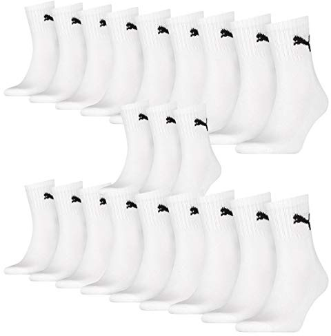 PUMA 3 Pairs Unisex Short Crew Sports Socks White 9-11 (9-11), White (White), 43-46