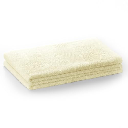DecoKing Serviette 50 x 100 cm en Coton et Viscose de Bambou écru Absorbant antibactérien Bambou Ivoire Ivoire